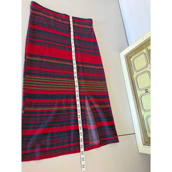 Abercrombie & Fitch Red Striped Bodycon Midi Skirt L Holiday Ladcore Rugby Xmas - Picture 6 of 7